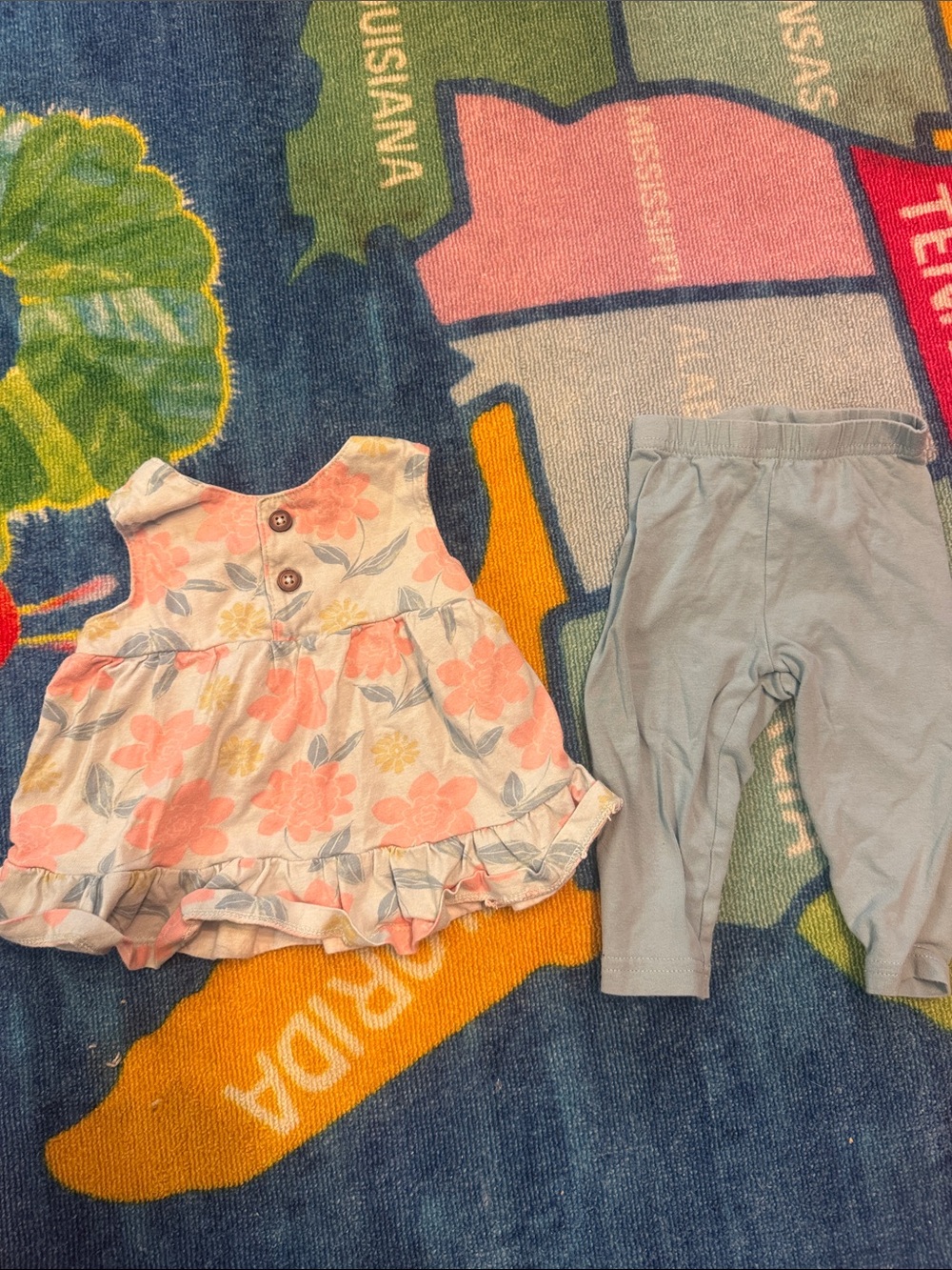 Carter's Floral Top and Blue Pants Set